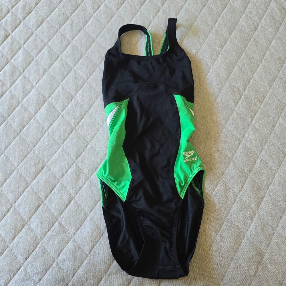 Speedo Endurance Women's Swimsuit Black Green Size 30